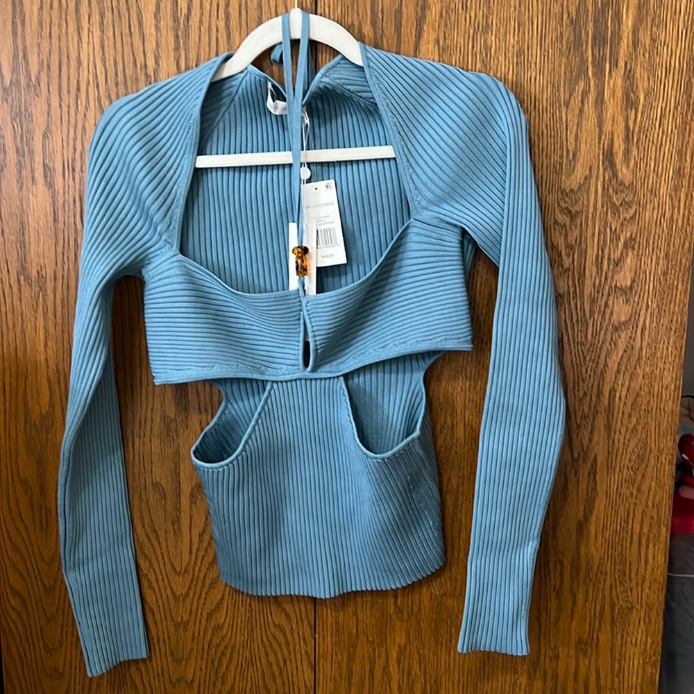 Jonathan Simkhai Celeste Blue Large knit top NWT